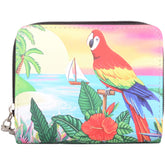 Valita Womens Small Faux Leather RFID Protected Money Credit Card Animal Purse - Parrot